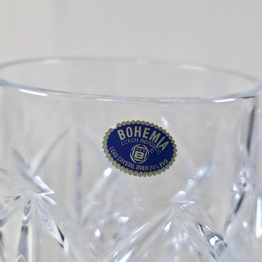 Bohemia Crystal 24% Lead Beer Tankard Mug Engraving Panel Czech Republic 2.3lb